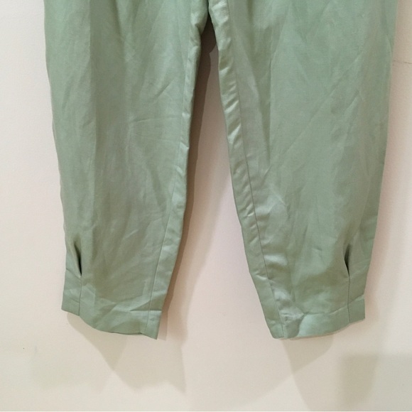 Zara Linen Blend Pleated Pants ankle Trouser green Womens medium - Picture 7 of 11